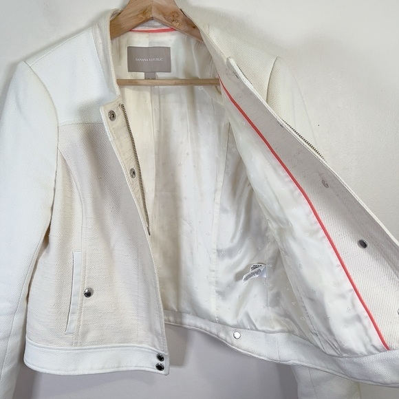 Banana Republic Beige Tan Moto Textured Zip  Jacket - Picture 8 of 14